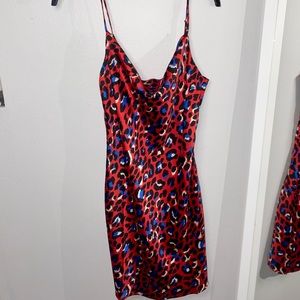 Red Cheetah Spotted Silk Dress